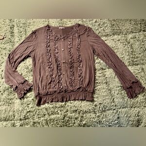 Black Tuxedo front elastic waistband blouse.